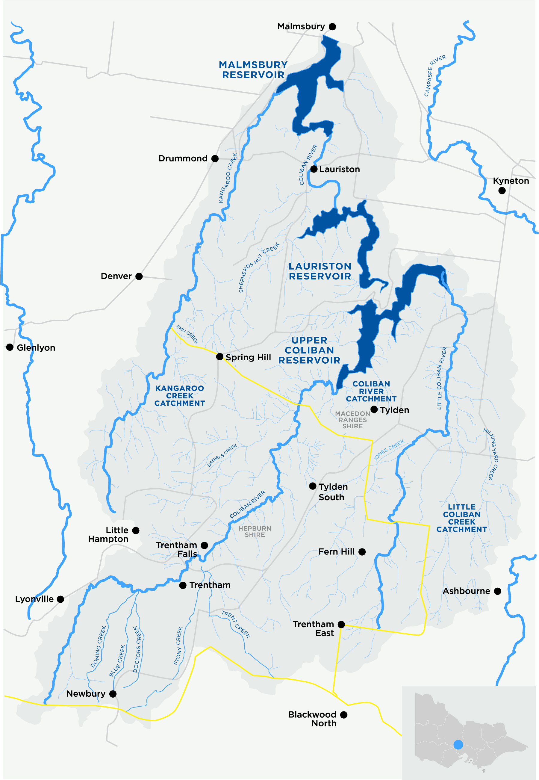 Map of the Upper Coliban Catchment area