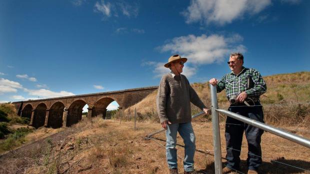 Malsbury Landcare groups members near their viaduct project