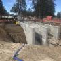 Construction of a fishway next to Gunbower Creek. Vertical concrete slots