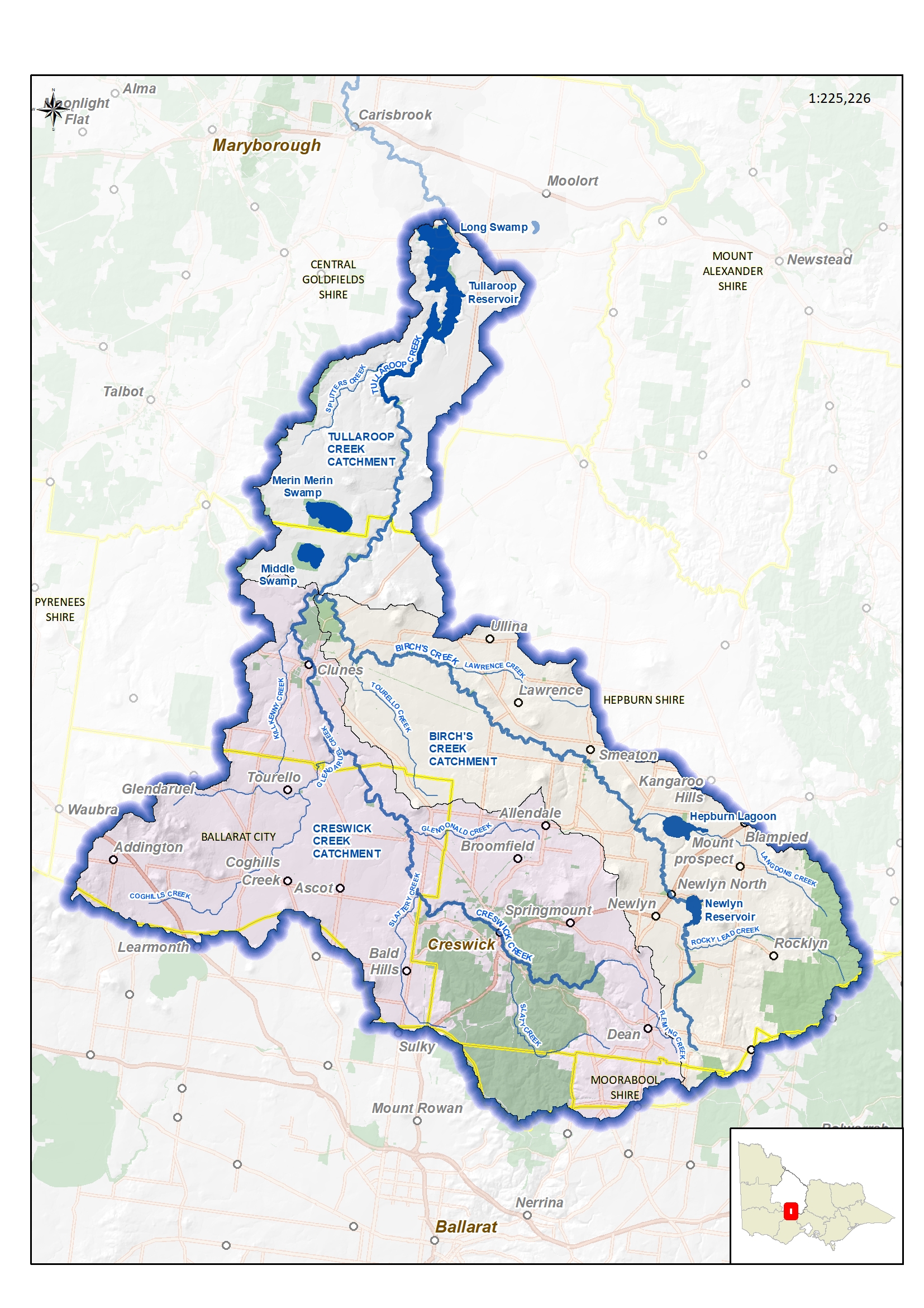Map of the Tullaroop Creek catchment